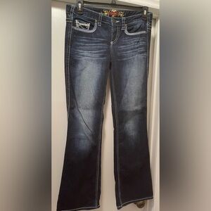 Maurices Dark Wash Flare Jeans Low Rise size 7/8